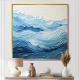 Blue and white modern waves of the Coast I - Coastal Canvas Wall Art