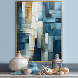 Blue and white Nautical Shapes IV - Coastal Canvas Wall Art