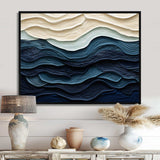 Blue and white Coastal Wave s Edge - Coastal Canvas Wall Art