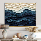 Blue and white Coastal Wave s Edge - Coastal Canvas Wall Art