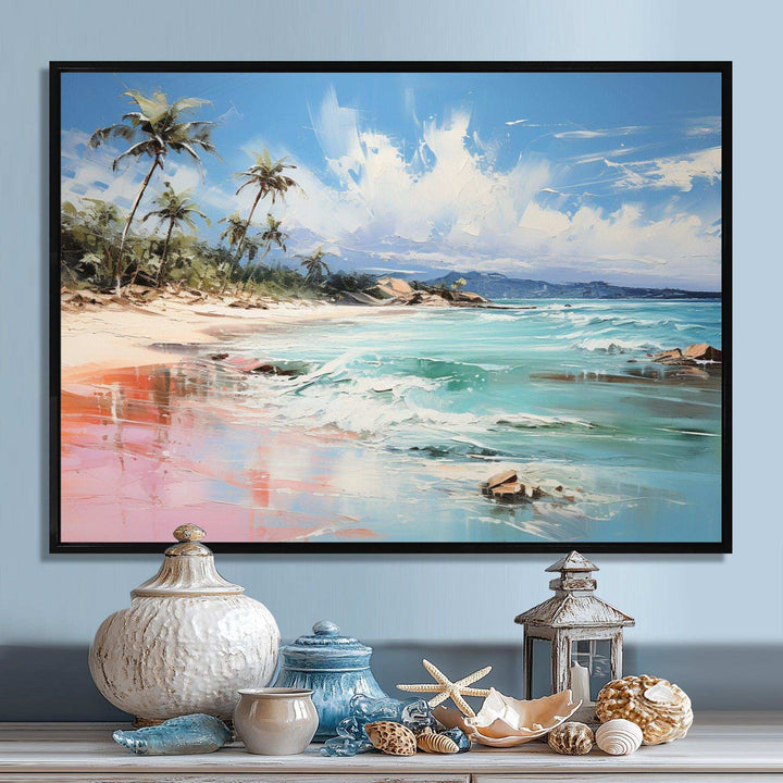 Green Tropical beach Escape I - Coastal Canvas Wall Art
