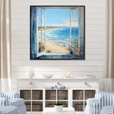 Coastal Window View by the beach III - Coastal Canvas Wall Art