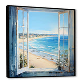 Coastal Window View by the beach III - Coastal Canvas Wall Art