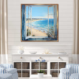 Coastal Window View by the beach III - Coastal Canvas Wall Art