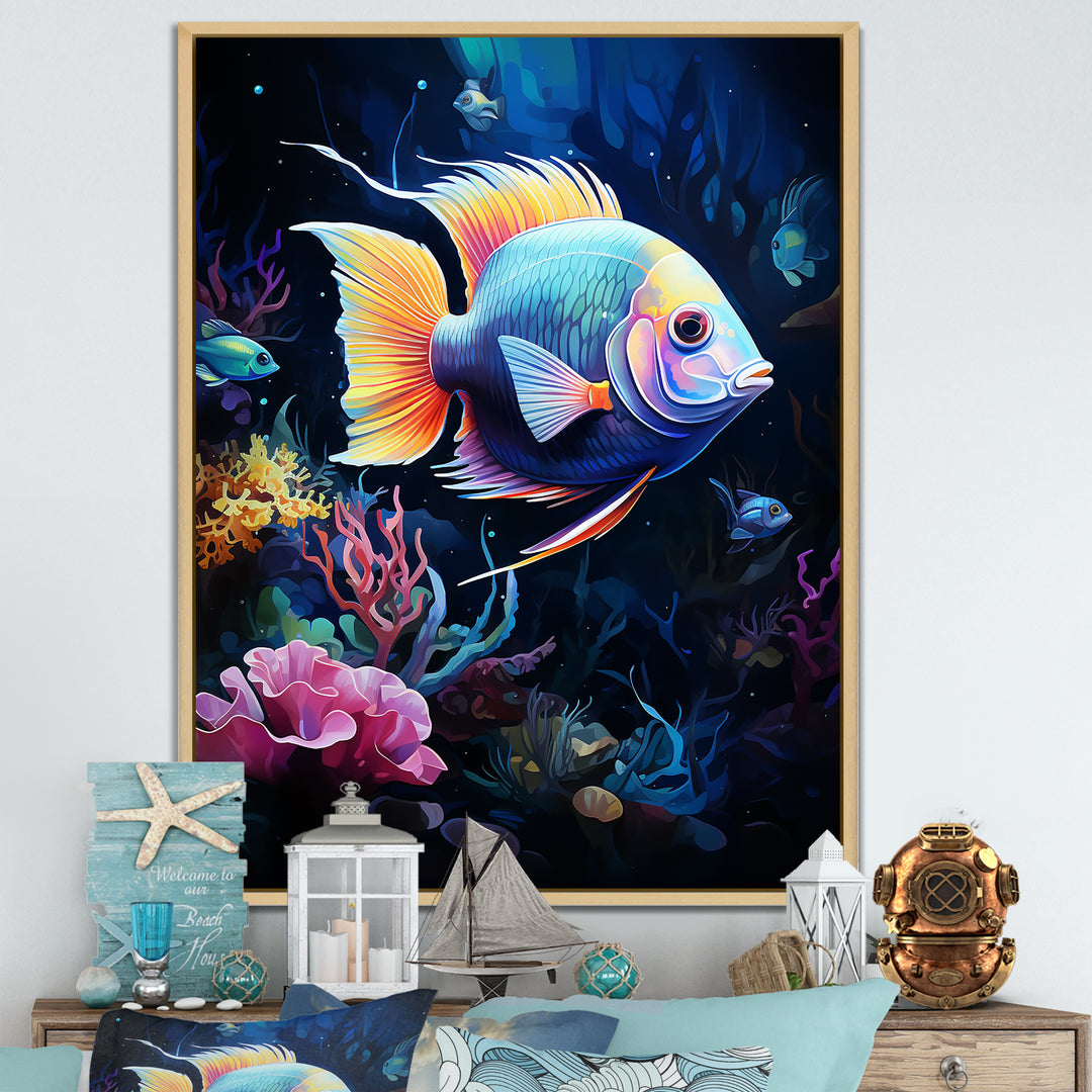Yellow and blue Marine fish Beauty - Coral Wall Art Prints