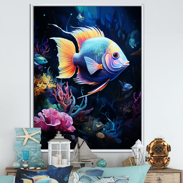 Yellow and blue Marine fish Beauty - Coral Wall Art Prints