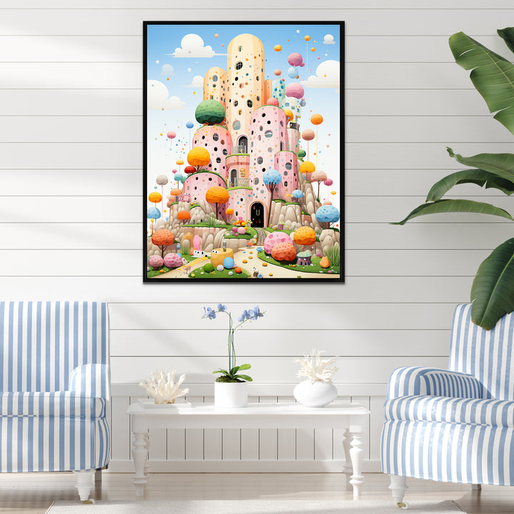 Cubist coral castle children s art - Coral Framed Canvas Art