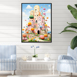 Cubist coral castle children s art - Coral Framed Canvas Art