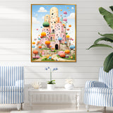 Cubist coral castle children s art - Coral Framed Canvas Art