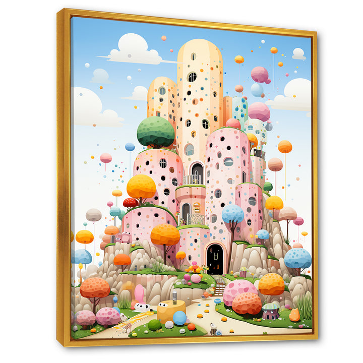 Cubist coral castle children s art - Coral Framed Canvas Art