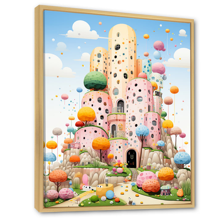 Cubist coral castle children s art - Coral Framed Canvas Art