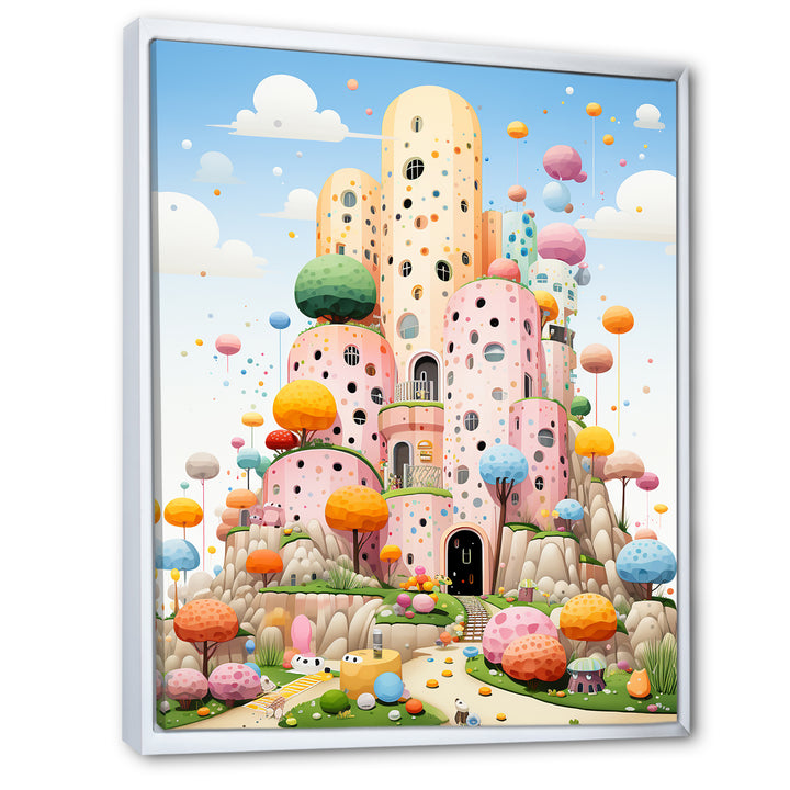 Cubist coral castle children s art - Coral Framed Canvas Art