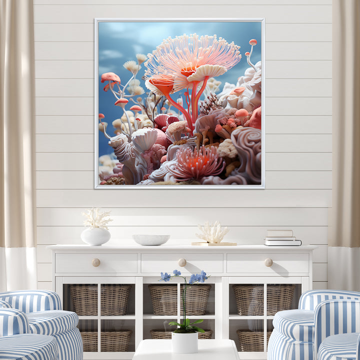 Pink coral Reef Explorations - Coral Large Canvas Wall Art