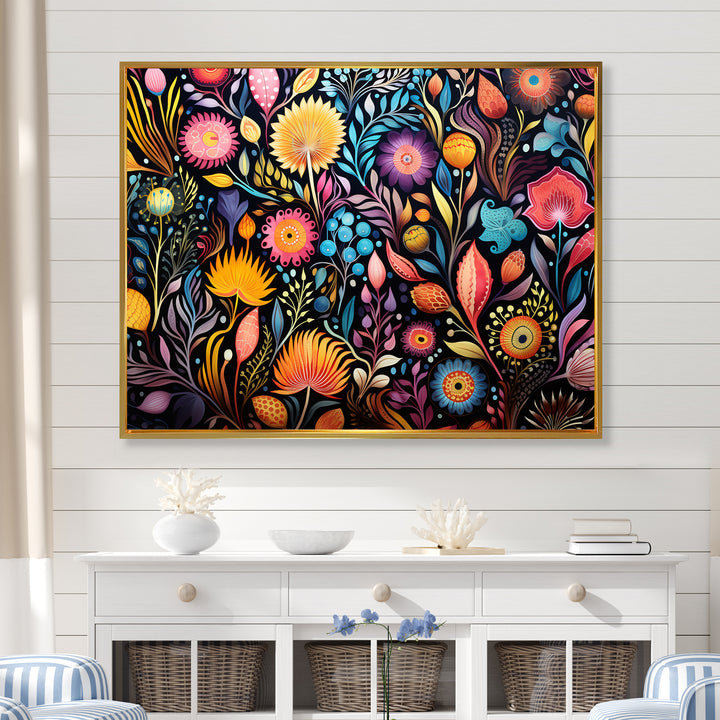 Coral Marine Treasures pattern - Coral Living Room Wall Art