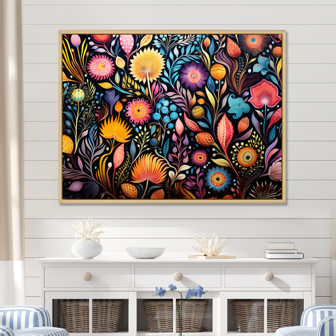 Coral Marine Treasures pattern - Coral Living Room Wall Art