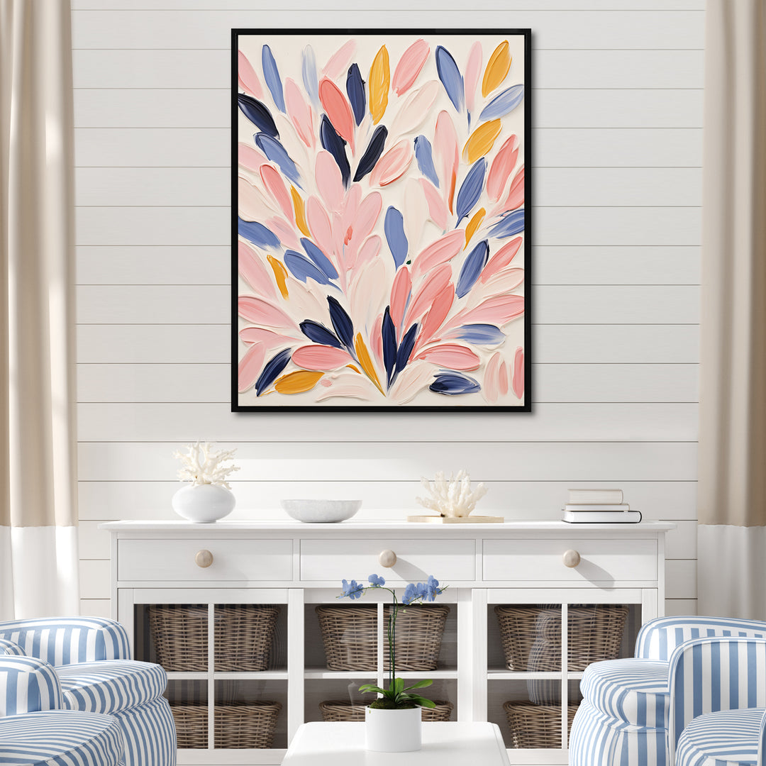 Pink and blue Seabed coral floral - Coral Bedroom Wall Art