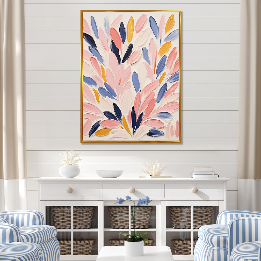 Pink and blue Seabed coral floral - Coral Bedroom Wall Art