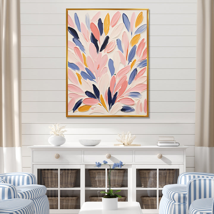 Pink and blue Seabed coral floral - Coral Bedroom Wall Art