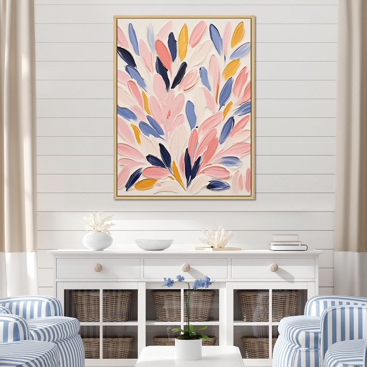 Pink and blue Seabed coral floral - Coral Bedroom Wall Art