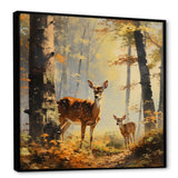 Retro Woods Deer Artistry - Deer Framed Canvas Art