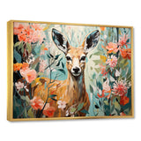 Pink and green deer blooms - Deer Large Canvas Wall Art