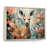 Pink and green deer blooms - Deer Large Canvas Wall Art