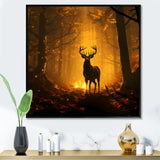 Brown Majestic Forest Deer - Deer Living Room Wall Art
