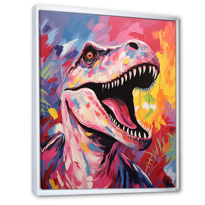 Popart Dino elegance - Dinosaur Framed Canvas Art