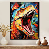 Cubist Colorful TRex Dino II - Animals Canvas Wall Art