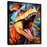 Cubist Colorful TRex Dino II - Animals Canvas Wall Art