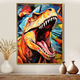 Cubist Colorful TRex Dino II - Animals Canvas Wall Art