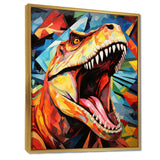 Cubist Colorful TRex Dino II - Animals Canvas Wall Art