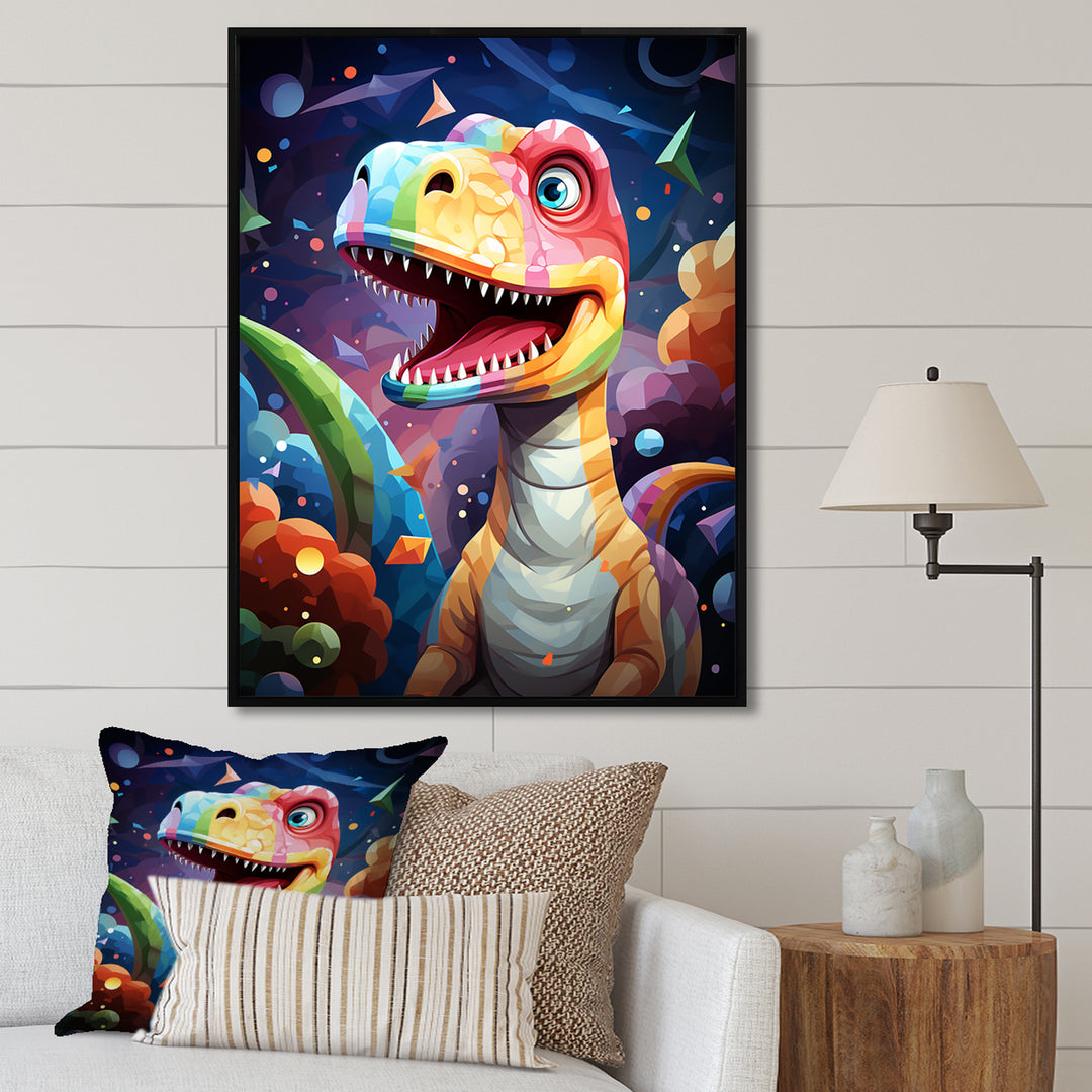 Cubist cute dinosaur for kids - Dinosaur Bedroom Wall Art