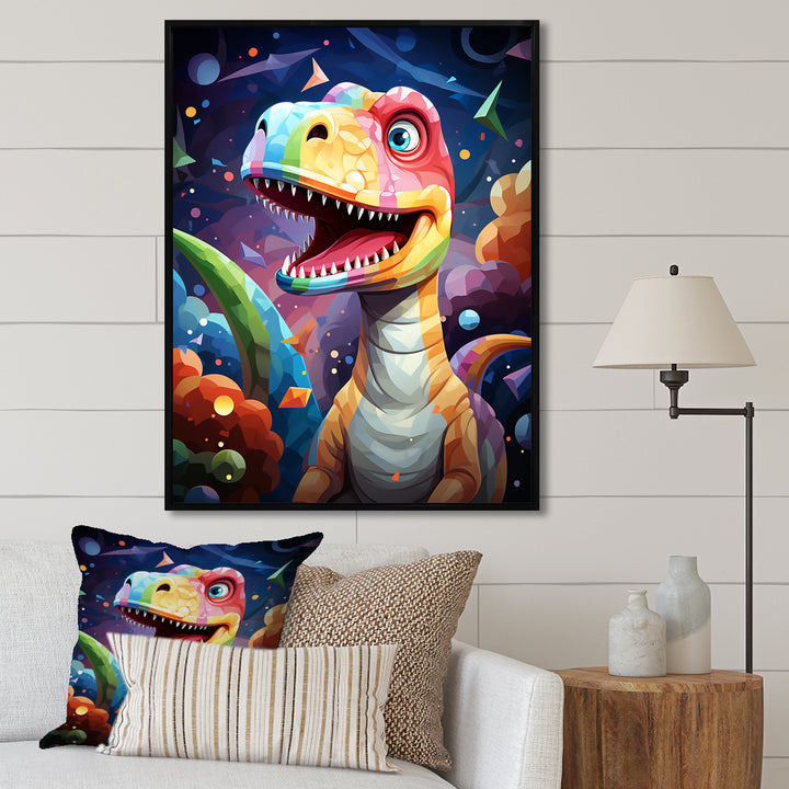 Cubist cute dinosaur for kids - Dinosaur Bedroom Wall Art
