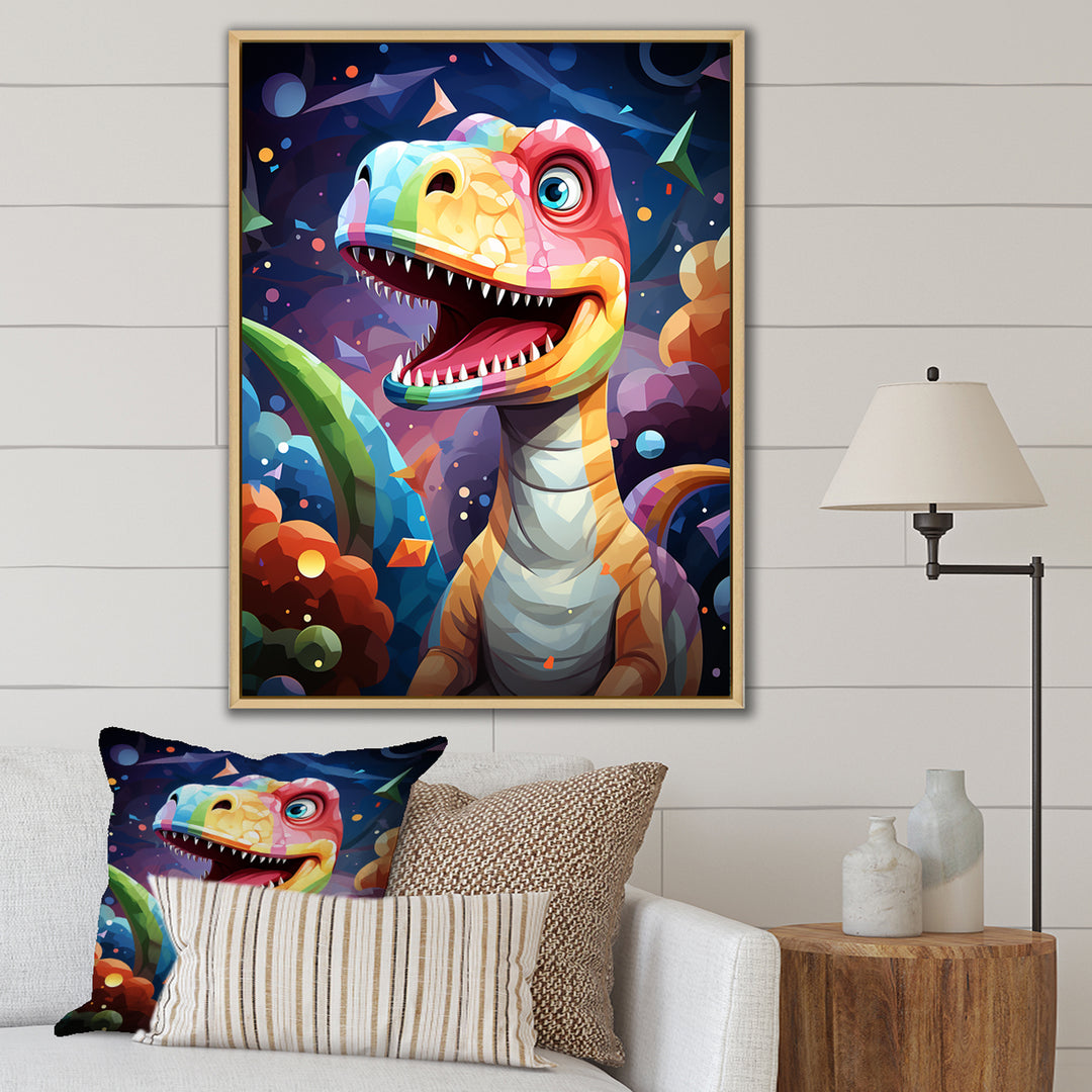 Cubist cute dinosaur for kids - Dinosaur Bedroom Wall Art