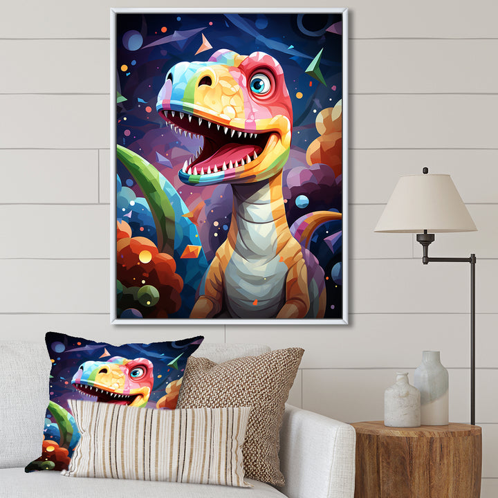 Cubist cute dinosaur for kids - Dinosaur Bedroom Wall Art