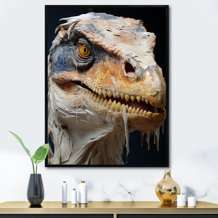 Grey Velociraptor in jungle - Dinosaur Canvas Wall Art