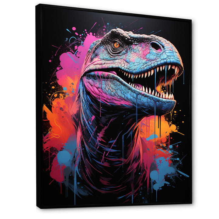 Blue and Purple Prehistoric dinosaur portrait - Dinosaur Wall Decor