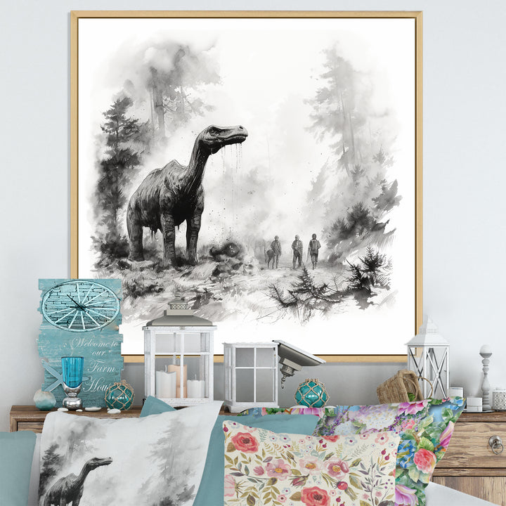 Impressionist Mesozoic pre historic landscape - Dinosaur Wall Art Prints