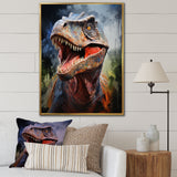 Blue and grey Prehistoric dinosaur giant portrait - Dinosaur Framed Canvas Art