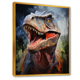 Blue and grey Prehistoric dinosaur giant portrait - Dinosaur Framed Canvas Art