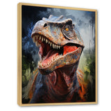 Blue and grey Prehistoric dinosaur giant portrait - Dinosaur Framed Canvas Art