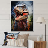 Blue and grey Prehistoric dinosaur giant portrait - Dinosaur Framed Canvas Art