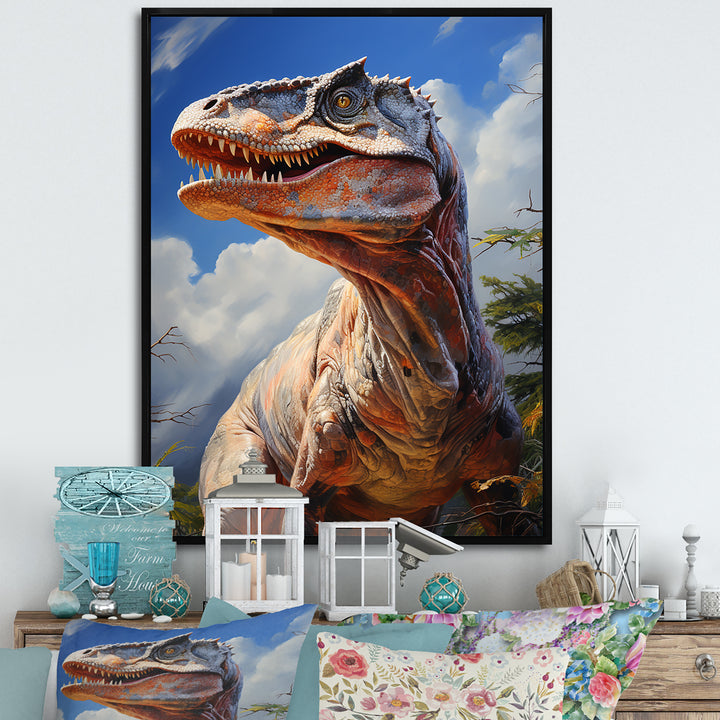 Prehistoric Velociraptor portrait - Dinosaur Large Canvas Wall Art