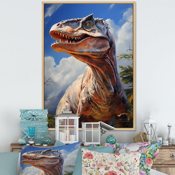 Prehistoric Velociraptor portrait - Dinosaur Large Canvas Wall Art