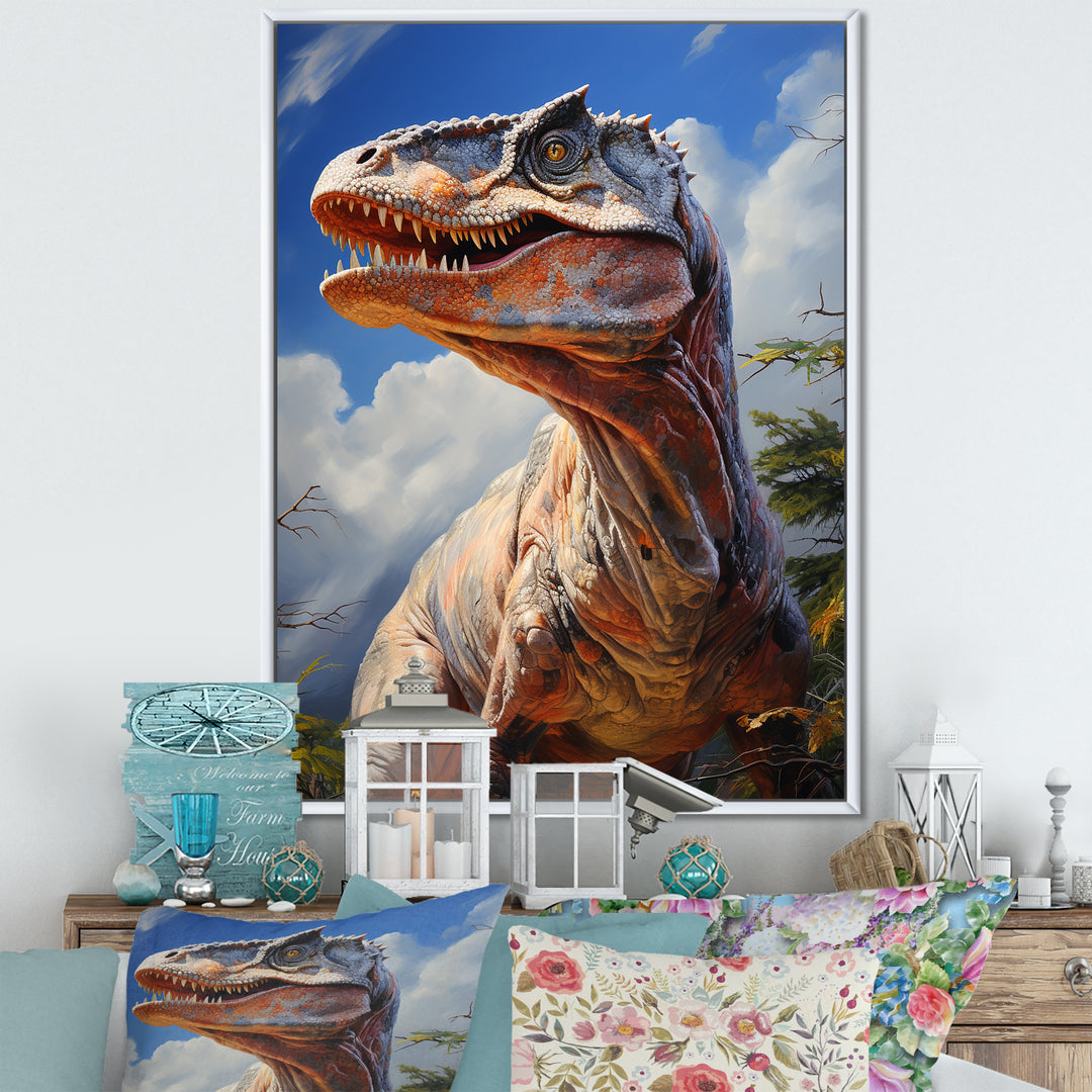 Prehistoric Velociraptor portrait - Dinosaur Large Canvas Wall Art
