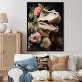 Floral Velociraptor jungle portrait - Dinosaur Wall Decor