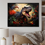 Floral Tyrannosaurus Dinosaur jungle portrait - Dinosaur Wall Decor