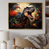 Floral Tyrannosaurus Dinosaur jungle portrait - Dinosaur Wall Decor
