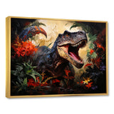 Floral Tyrannosaurus Dinosaur jungle portrait - Dinosaur Wall Decor
